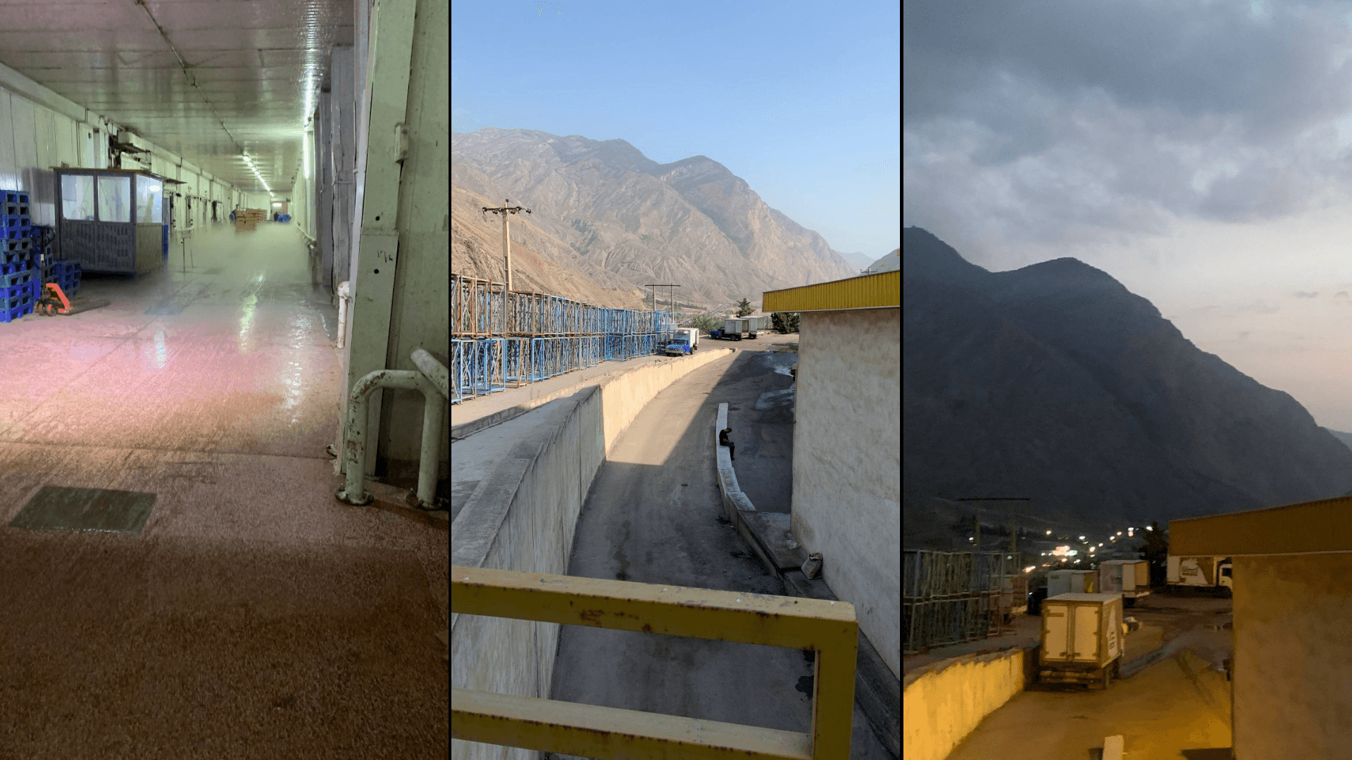 Production facility corridor and surrounding grounds